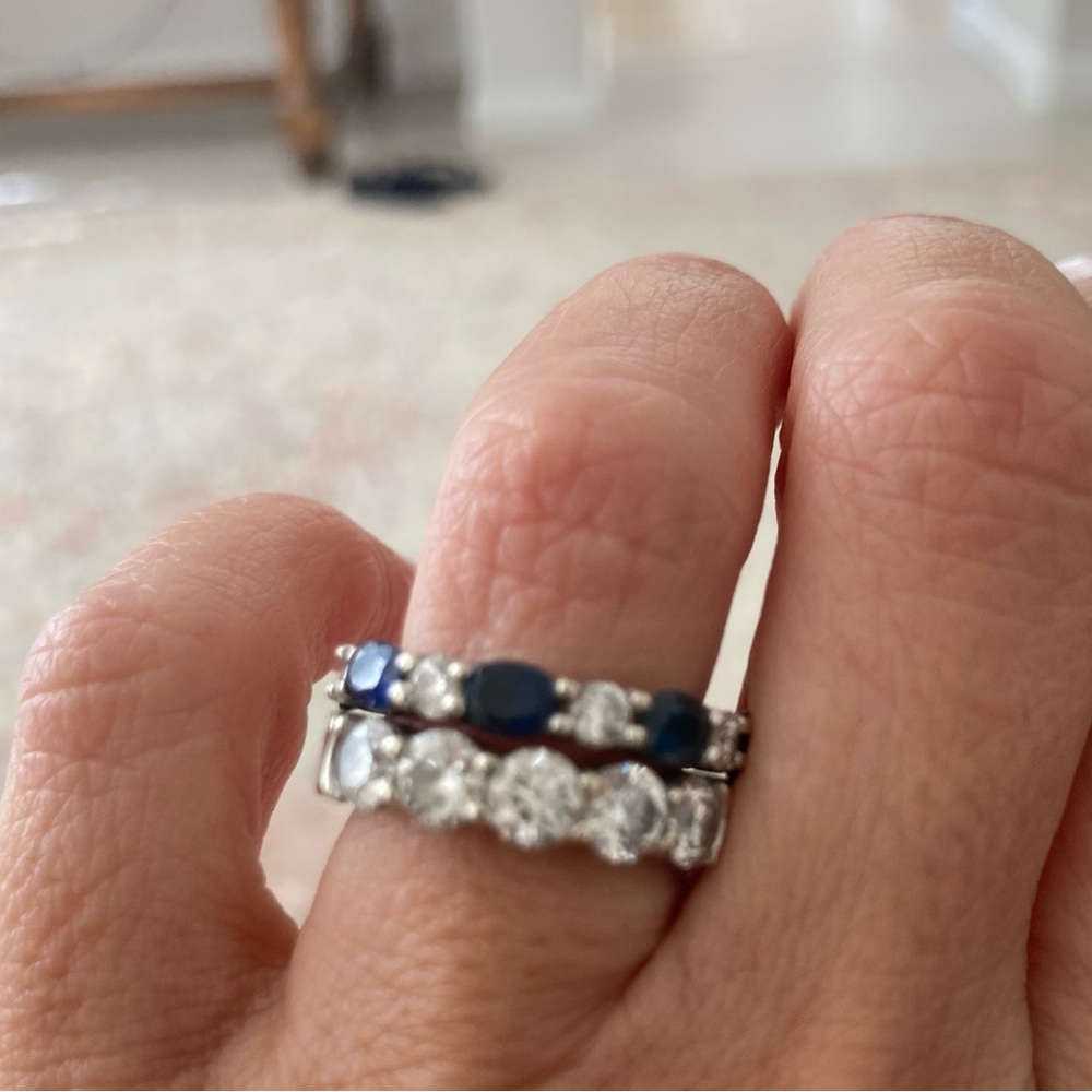 14k White gold, diamond and sapphire eternity band